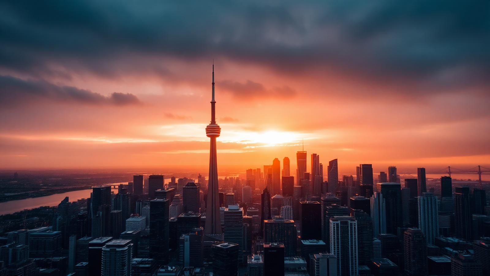 Toronto skyline at sunset